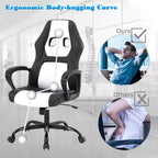 Sedia ergonomica da ufficio e da gaming con supporto lombare, in pelle PU, altezza regolabile