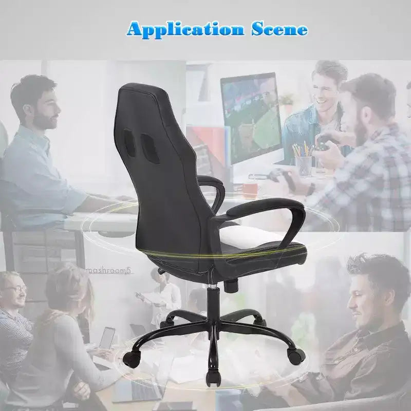 Sedia ergonomica da ufficio e da gaming con supporto lombare, in pelle PU, altezza regolabile