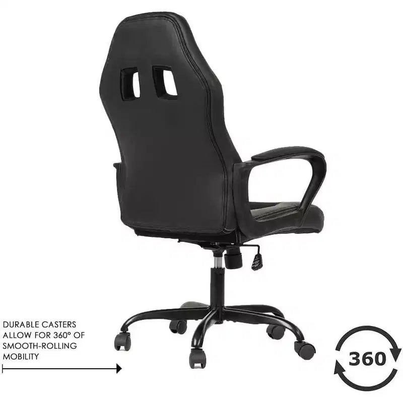 Sedia ergonomica da ufficio e da gaming con supporto lombare, in pelle PU, altezza regolabile
