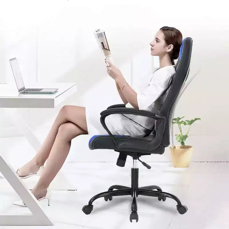 Sedia ergonomica da ufficio e da gaming con supporto lombare, in pelle PU, altezza regolabile