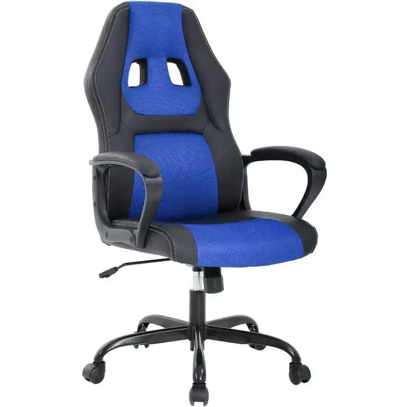 Sedia ergonomica da ufficio e da gaming con supporto lombare, in pelle PU, altezza regolabile