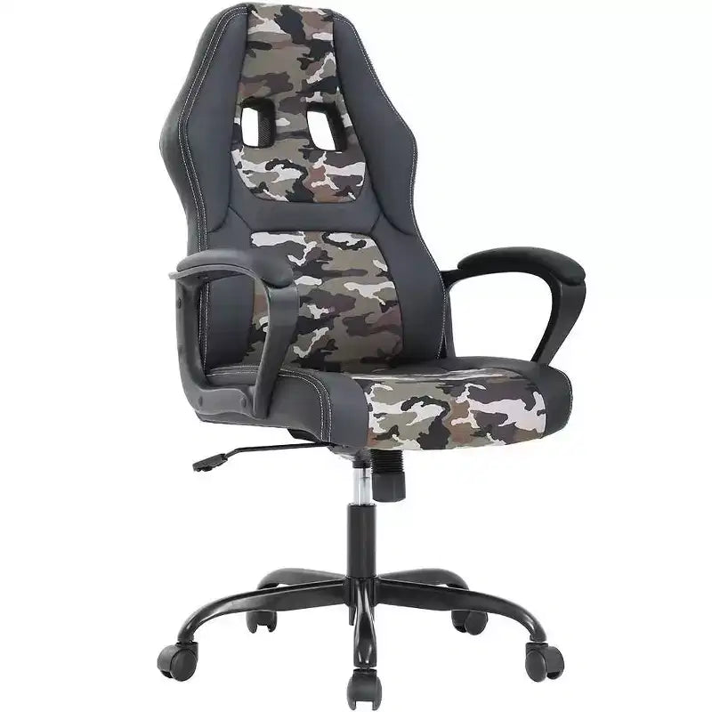 Sedia ergonomica da ufficio e da gaming con supporto lombare, in pelle PU, altezza regolabile