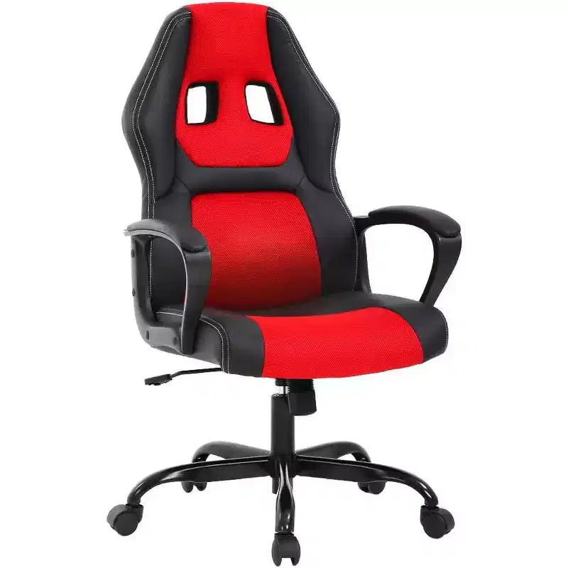 Sedia ergonomica da ufficio e da gaming con supporto lombare, in pelle PU, altezza regolabile