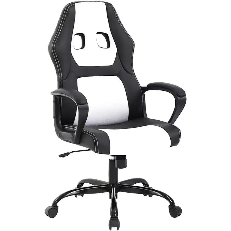 Sedia ergonomica da ufficio e da gaming con supporto lombare, in pelle PU, altezza regolabile