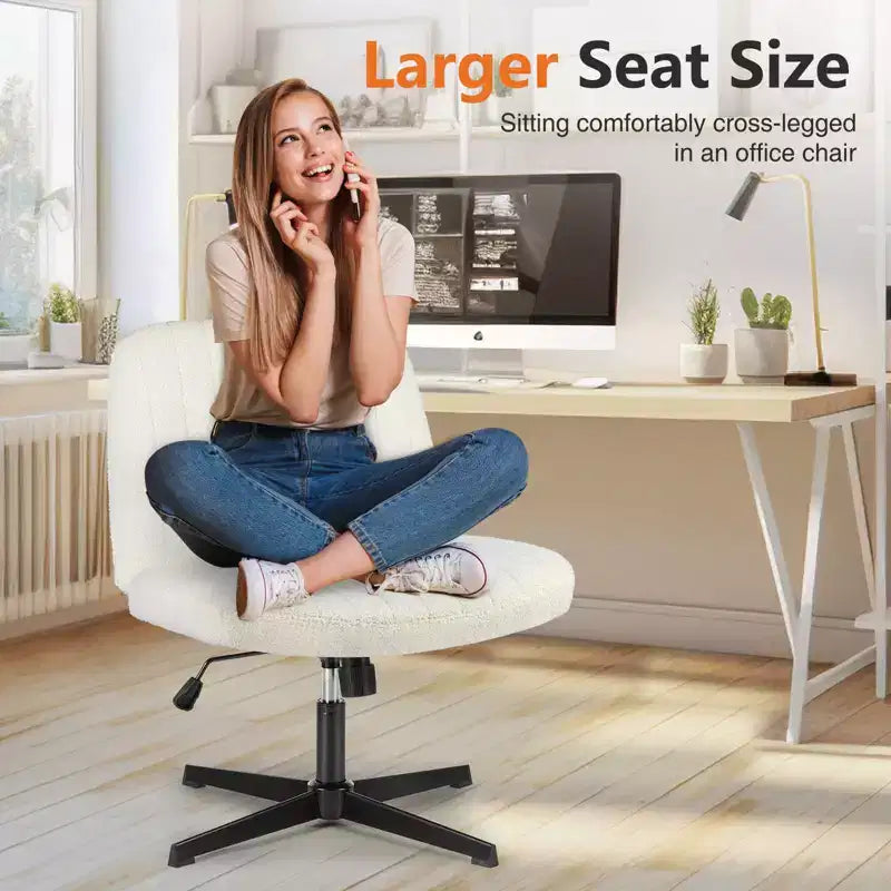 Sedia operativa ergonomica imbottita in boucle – Senza braccioli, regolabile in altezza | Beige
