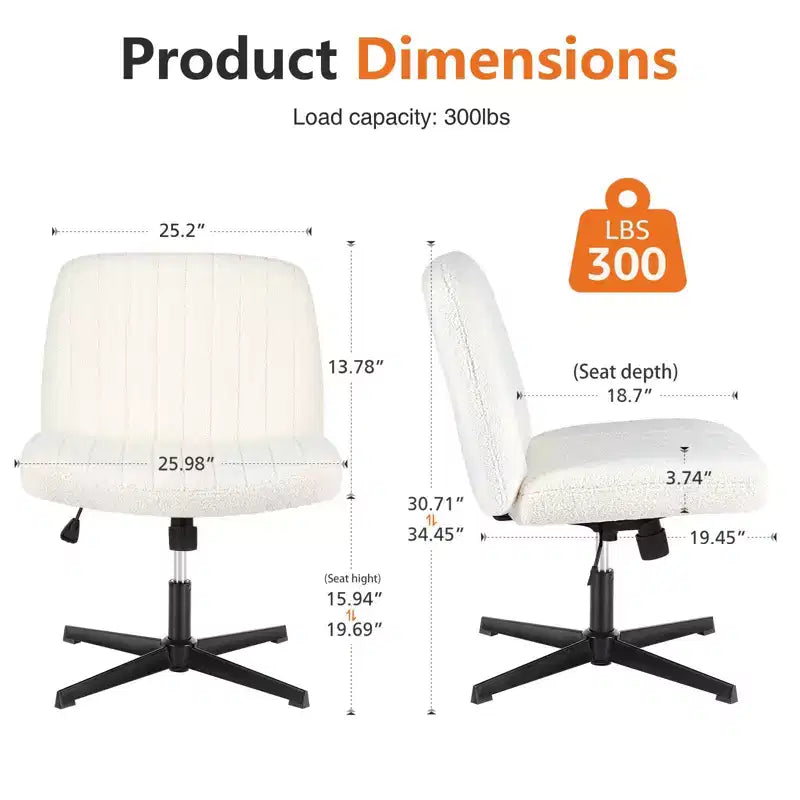 Sedia operativa ergonomica imbottita in boucle – Senza braccioli, regolabile in altezza | Beige
