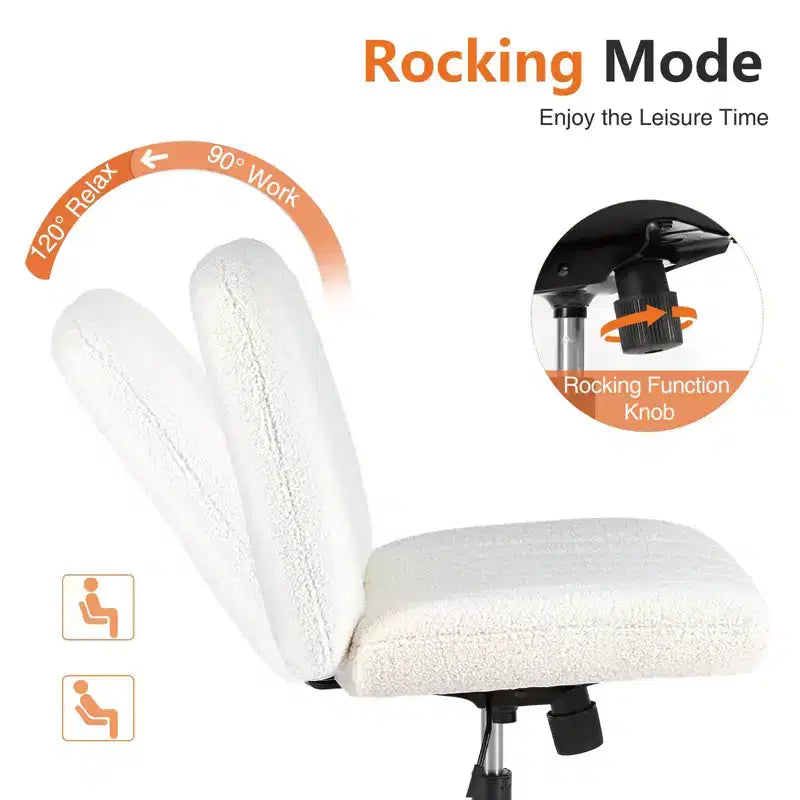 Sedia operativa ergonomica imbottita in boucle – Senza braccioli, regolabile in altezza | Beige